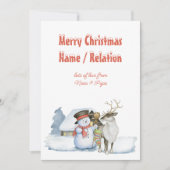 Cartes Pour Fêtes Annuelles Snowman et Reindeer Snowy Typographie Personnalisé (Devant)