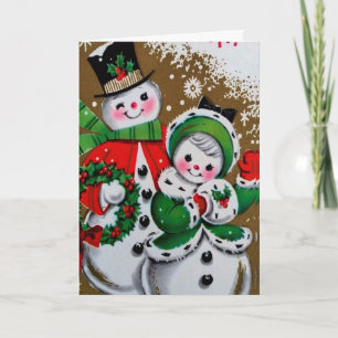 Cartes Pour Fêtes Annuelles Snowman et sa petite amie