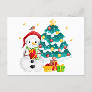 Cartes Pour Fêtes Annuelles Snowman et sapin de Noël