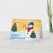 Cartes Pour Fêtes Annuelles Snowman et sapin de Noël (Devant)
