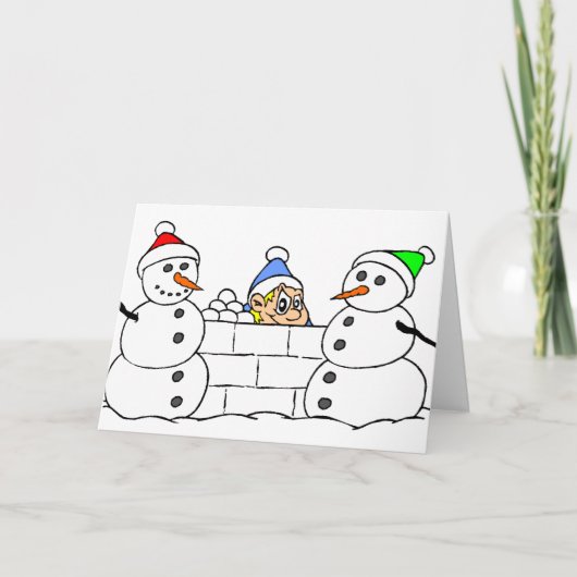 Cartes Pour Fêtes Annuelles Snowman et Sneaky Boy (Devant)