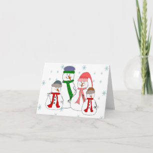 Cartes Pour Fêtes Annuelles Snowman Famille Snowmen Enfants Snow Art Whimsical