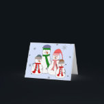 Cartes Pour Fêtes Annuelles Snowman Famille Snowmen Enfants Snow Art Whimsical<br><div class="desc">Un joyeux Mister Snowman est debout dans la neige avec Misses Snowman et leurs deux enfants de bonhomme de neige souriant et saluant les gens qui passent. Ce design de carte serait parfait pour presque toutes les occasions que vous voulez envoyer un sourire à la façon de quelqu'un. Ajoutez du...</div>