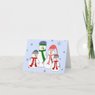 Cartes Pour Fêtes Annuelles Snowman Famille Snowmen Enfants Snow Art Whimsical