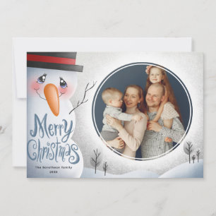 Cartes Pour Fêtes Annuelles Snowman Joyeux Noël Famille personnalisée