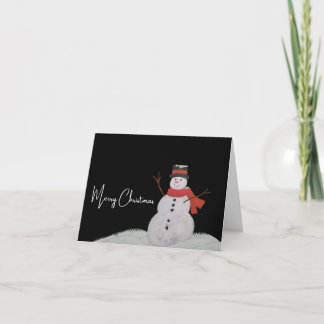 Cartes Pour Fêtes Annuelles Snowman la nuit. Joyeux Noël.