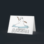 Cartes Pour Fêtes Annuelles Snowman Melting<br><div class="desc">Profitez de ce produit de fonte de bonhomme de neige amusant et amusant en hiver que tout le monde peut profiter!</div>