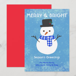 Cartes Pour Fêtes Annuelles Snowman Merry & Bright Joyeuses Fêtes Custom