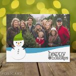 Cartes Pour Fêtes Annuelles Snowman mignon avec des Joyeuses Vacances et une p<br><div class="desc">Utilisez une photo où le sujet est au centre. Si vous téléchargez vos photos et qu'elles ne correspondent pas,  cliquez sur le bouton CUSTOMISER CETTE. Cela peut prendre un peu de patience,  mais vous pouvez bouger et redimensionner votre photo. Vous pouvez également modifier et déplacer le type.</div>