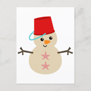 Cartes Pour Fêtes Annuelles Snowman mignon fait de sable avec seau pour Casque