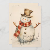 Cartes Pour Fêtes Annuelles Snowman minimal (Devant / Derrière)