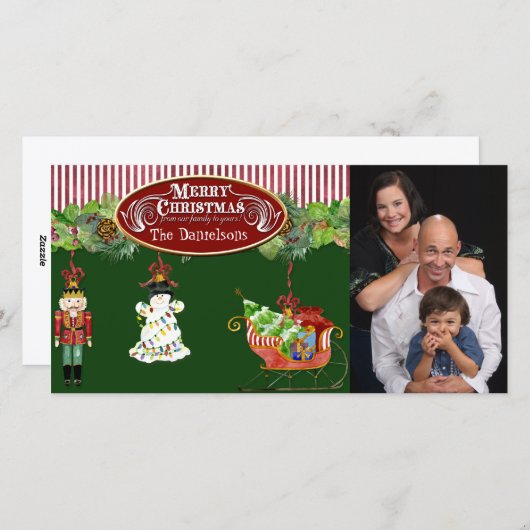 Cartes Pour Fêtes Annuelles Snowman Nutcracker Père Noël Sleigh Christmas Tree (Devant / Derrière)