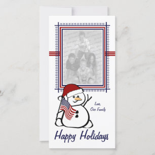 Cartes Pour Fêtes Annuelles Snowman patriotique