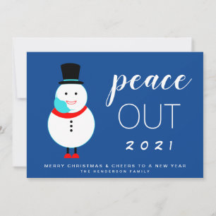 Cartes Pour Fêtes Annuelles Snowman Peace Out 2021 Noël drôle