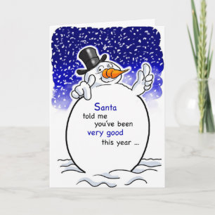 Cartes Pour Fêtes Annuelles Snowman, Père Noël Humour, Noël