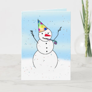 Cartes Pour Fêtes Annuelles Snowman Prêt Pour Une Fête !