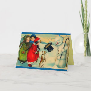 Cartes Pour Fêtes Annuelles Snowman rare, Oiseau sur la tête, Casquette magiqu