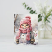 Cartes Pour Fêtes Annuelles Snowman rose mou (Debout devant)