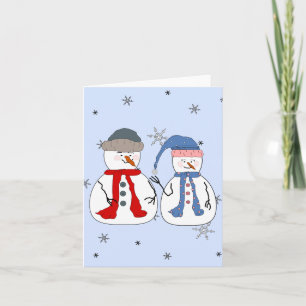 Cartes Pour Fêtes Annuelles Snowman Siblings Snowmen Enfants Snow Whimsical