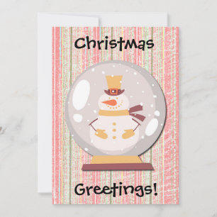 Cartes Pour Fêtes Annuelles Snowman Snow Globe Retro Christmas Holiday Card