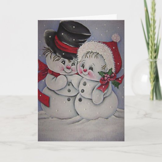 Cartes Pour Fêtes Annuelles Snowman Vintage (Devant)