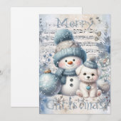Cartes Pour Fêtes Annuelles Snowman Winter Christmas (Devant / Derrière)