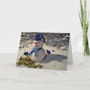 Cartes Pour Fêtes Annuelles Snowman withBlue Hat and Scarf