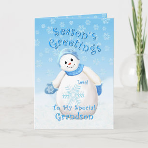 Cartes Pour Fêtes Annuelles Snowman Wonderland for Grandson Christmas Card