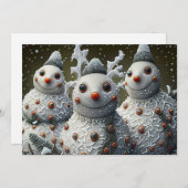 Cartes Pour Fêtes Annuelles Snowmen à la cireuse avec Pinecone Sprigs (Devant / Derrière)