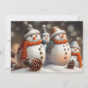 Cartes Pour Fêtes Annuelles Snowmen de vacances avec Pinecones & Parties scint