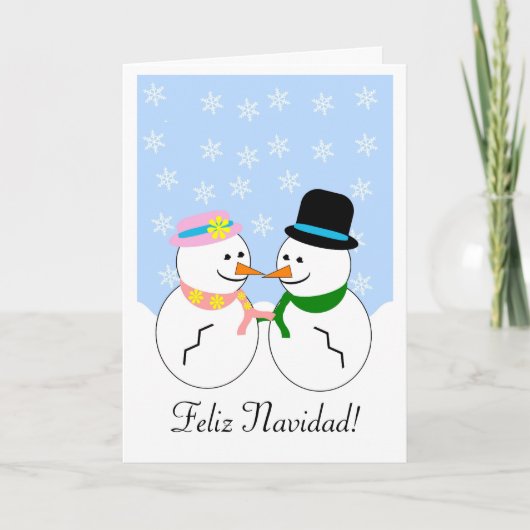 Cartes Pour Fêtes Annuelles Snowmen Feliz Navidad (Devant)