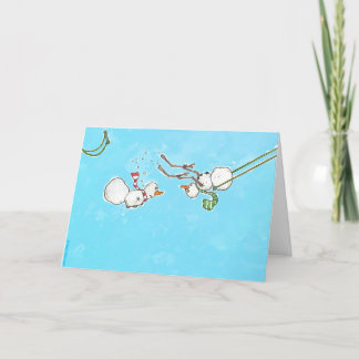 Cartes Pour Fêtes Annuelles Snowmen Trapeze Acrobat