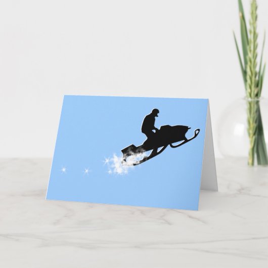Cartes Pour Fêtes Annuelles snowmobile. traînée de poudre (Devant)