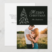 Cartes Pour Fêtes Annuelles Snowtree Police moderne Photo verte (Devant / Derrière)