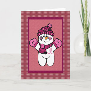 Cartes Pour Fêtes Annuelles snowwoman rose de ruban