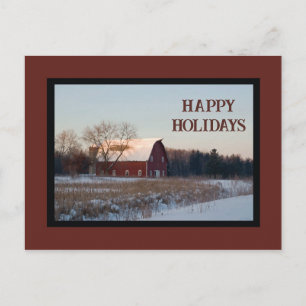 Cartes Pour Fêtes Annuelles Snowy Country Grange Joyeuses Vacances