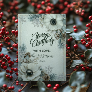 Cartes Pour Fêtes Annuelles Snowy Greenery Noël rustique