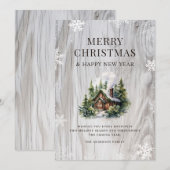 Cartes Pour Fêtes Annuelles Snowy Joyeux Noël Cabine (Devant / Derrière)
