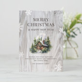 Cartes Pour Fêtes Annuelles Snowy Joyeux Noël Cabine (Debout devant)