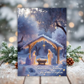 Cartes Pour Fêtes Annuelles Snowy Nativité Scene Fête chrétienne Noël