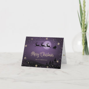 Cartes Pour Fêtes Annuelles Snowy Père Noël Family Photo Purple Joyeux Noël