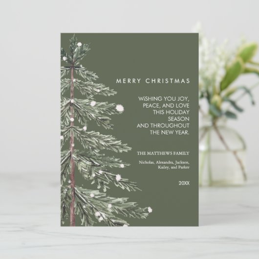 Cartes Pour Fêtes Annuelles Snowy Pine Custom Photo Christmas (Debout devant)