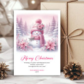 Cartes Pour Fêtes Annuelles Snowy pink coquette snowman kids card digital art