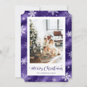 Cartes Pour Fêtes Annuelles Snowy Purple Foil Photo Joyeux Noël (Devant)