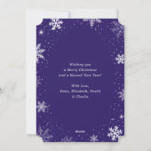 Cartes Pour Fêtes Annuelles Snowy Purple Foil Photo Joyeux Noël (Dos)