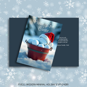 Cartes Pour Fêtes Annuelles Snowy Red Christmas Golf Ball Bucket