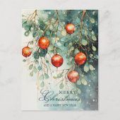 Cartes Pour Fêtes Annuelles Snowy Winter Botanique & Ornements Noël (Devant)