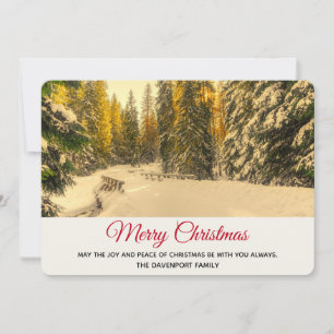 Cartes Pour Fêtes Annuelles Snowy Winter Path with Pine Trees Noël