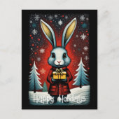 Cartes Pour Fêtes Annuelles Snowy Winter Père Noël Rabbit Noël (Devant)