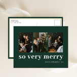 Cartes Pour Fêtes Annuelles So Very Merry Green Modern 3 Photo Collage<br><div class="desc">So Very Merry Green Modern 3 Photo Collage Carte Postale De Vacances. Envoyez des voeux de vacances à vos proches avec cette carte de vacances moderne et festive. Tous les textes sont pré-arrangés pour que vous personnalisiez facilement et rapidement avec vos propres détails. Joyeuses fêtes !</div>